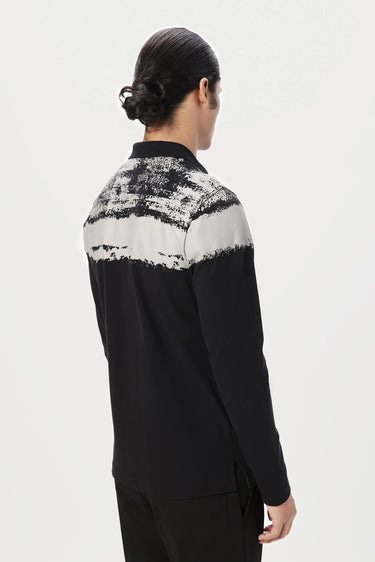 Regular Fit Full Sleeve Polo T-Shirt with Bold Large Stripe Print - Genes Lecoanet Hemant
