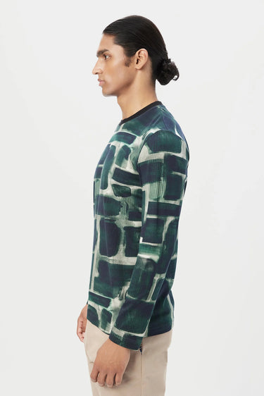 Regular Fit Full Sleeve T-Shirt in All-Over Abstract Print - Genes Lecoanet Hemant