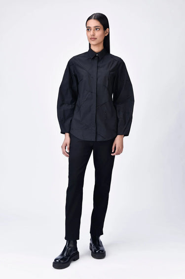 Regular Fit Giza Cotton Shirt with Bead Embroidery