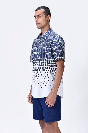 Regular Fit Half Sleeve Shirt with Cell Degrade Print - Genes Lecoanet Hemant