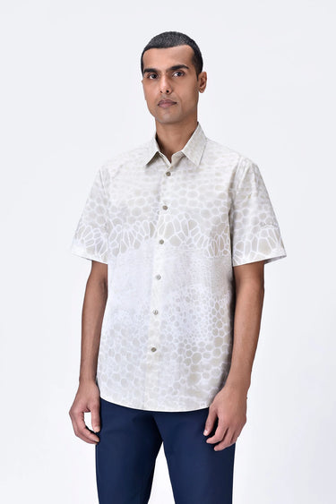 Regular Fit Half Sleeve Shirt with Microcell Print - Genes Lecoanet Hemant