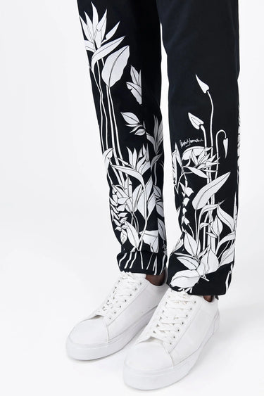 Regular Fit Linen Herringbone Trouser with Tropical Print