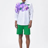 Regular Fit Men's Button-Up Shirt With Orchid Floral Print Placement - Genes Lecoanet Hemant