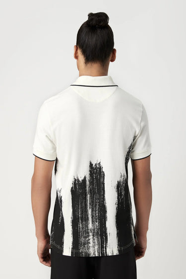 Regular Fit Polo T-Shirt with Brush Stroke Print Placement - Genes Lecoanet Hemant