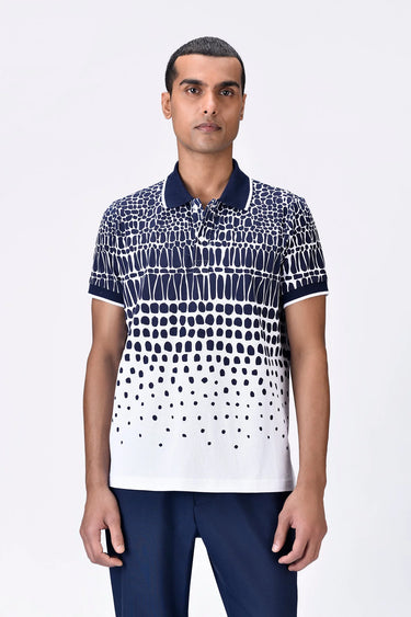 Regular Fit Polo with Cell Degrade Print - Clay-Green - Genes Lecoanet Hemant