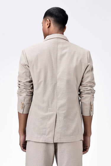 Regular Fit Seersucker Jacket with Flap Pockets
