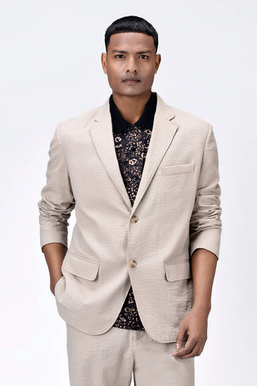 Regular Fit Seersucker Jacket with Flap Pockets