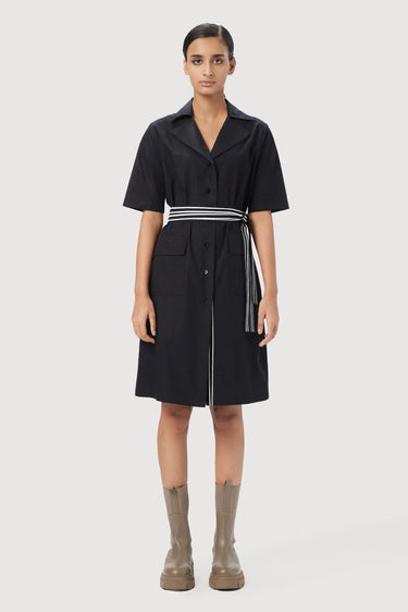 Regular Fit Short Sleeve Shirt-Dress with Line Print on Center Back - Genes Lecoanet Hemant