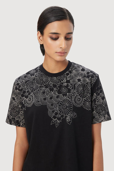 Regular Fit T-Shirt Featuring Floral Print Placement - Genes Lecoanet Hemant
