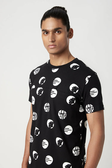 Regular Fit T-Shirt with All-Over Stamp Print - Genes Lecoanet Hemant