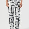 Regular Fit Trousers with All-Over Abstract Check Print - Genes Lecoanet Hemant
