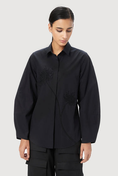 Regular Fitted Button-Up Shirt with Soft Rounded Sleeves - Genes Lecoanet Hemant