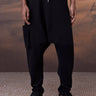 Relaxed Black Textured Harem Pants - Genes Online Store