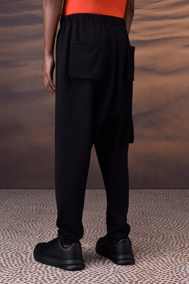 Relaxed Black Textured Harem Pants - Genes Online Store