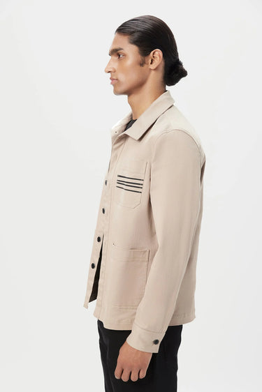 Relaxed Fit Button-Up Jacket with Top Stitch Details - Genes Lecoanet Hemant