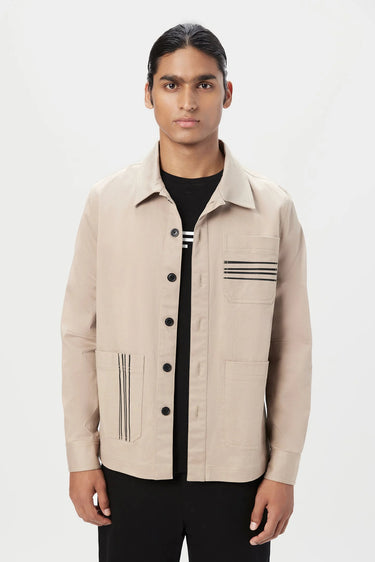 Relaxed Fit Button-Up Jacket with Top Stitch Details - Genes Lecoanet Hemant