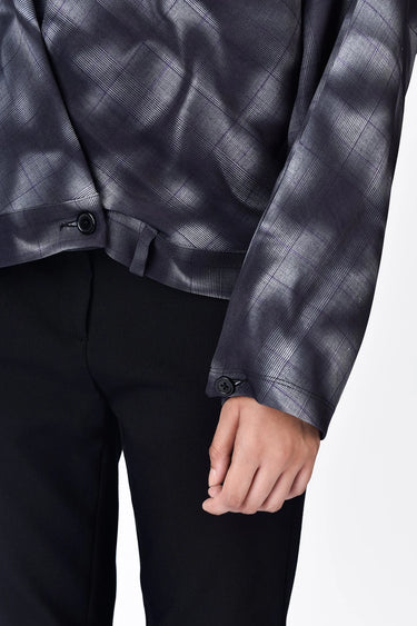 Relaxed Fit Grey Check Hoodie Jacket