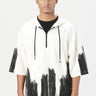 Relaxed Fit Hoodie T-Shirt with Brush Stroke Print Placement - Genes Lecoanet Hemant
