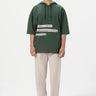 Relaxed Fit Hoodie T-Shirt with Brushed Logo Print Placement-Forest Green