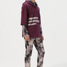 Relaxed Fit Hoodie T-Shirt with Brushed Logo Print Placement- Wine - Genes Lecoanet Hemant