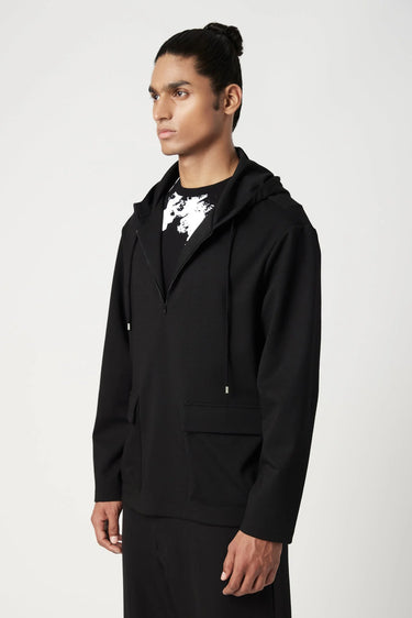 Relaxed Fit Hoodie with Front Flap Pocket and Zipper Opening Detail - Genes Lecoanet Hemant