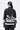 Relaxed Fit Linen Herringbone Bomber Jacket with Tropical Print Black