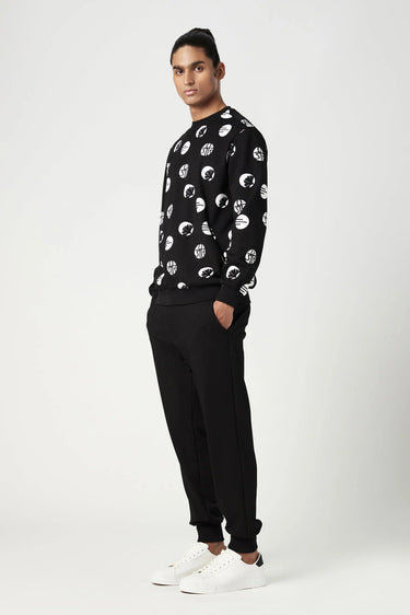 Relaxed Fit Sweatshirt with All-Over Stamp Print - Genes Lecoanet Hemant