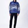 Relaxed Fit Sweatshirt with Seam Pockets & Microcell Print - Navy Blue - Genes Lecoanet Hemant