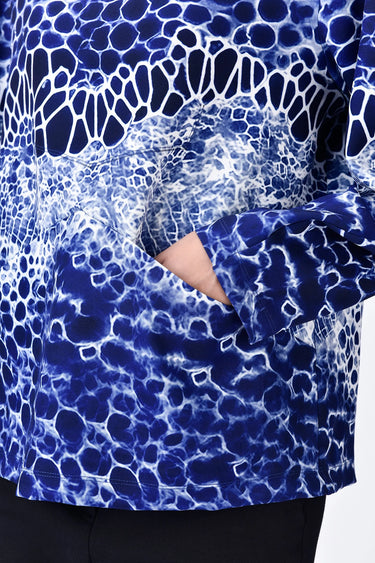 Relaxed Fit Sweatshirt with Seam Pockets & Microcell Print - Navy Blue - Genes Lecoanet Hemant