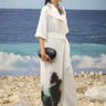 Relaxed viscose nylon jumpsuit for women with abstract ink blot print