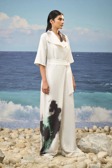 Viscose nylon jumpsuit for women showing smooth breathable fabric texture