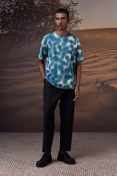 Retro Blue Abstract Graphic T-Shirt - Genes Online Store