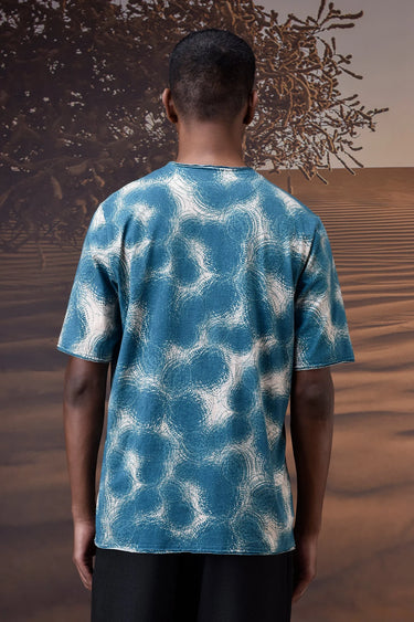 Retro Blue Abstract Graphic T-Shirt - Genes Online Store