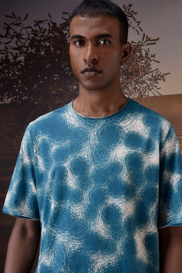 Retro Blue Abstract Graphic T-Shirt - Genes Online Store