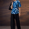 Retro Blue Twill Crepe Top - Genes Online Store