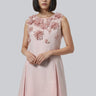 Rose pink A-line dress women India with floral embellishment detailing