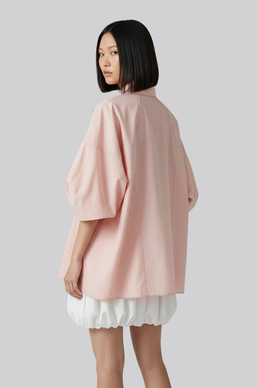 Stylish pink oversized shirt for women with embroidery, relaxed fit fashion India