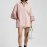 Rose pink embroidered relaxed shirt for women by Genes Lecoanet Hemant India
