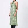 Satin A-Line Halter Neck Draped Dress- Taupe - Genes Lecoanet Hemant
