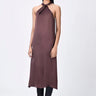 Satin Halter Neck Dress  - Chocolate Brown - Genes Lecoanet Hemant