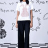 White scribble text T-shirt for women with typography print
