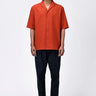 Seersucker Easy Fit Men's Half Sleeve Shirt-Coral Orange - Genes Lecoanet Hemant