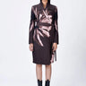 Semi-Fitted Linen Herringbone Coat with UV Flower Print - Genes Lecoanet Hemant