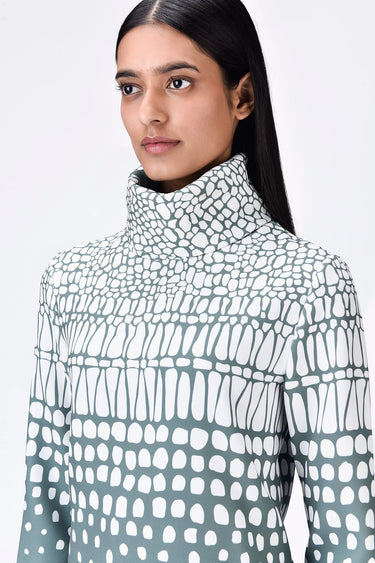 Semi-Fitted Turtle Neck Top with Cell Degrade Print - Genes Lecoanet Hemant