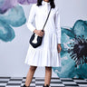Sequin Placket Relax Fit Dress- White - Genes Online Store