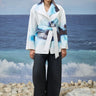 Premium viscose nylon jacket for women with abstract print design