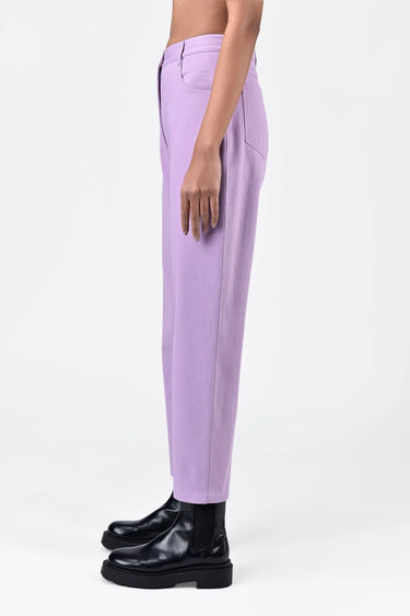 Sleek Cotton Drill Straight Fit Trousers-Lavender - Genes Lecoanet Hemant