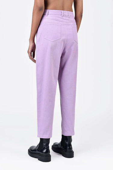 Sleek Cotton Drill Straight Fit Trousers-Lavender - Genes Lecoanet Hemant