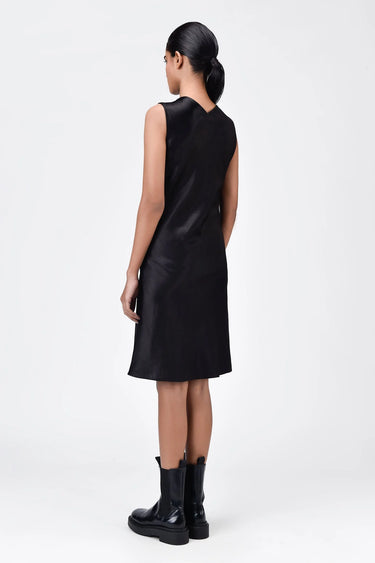Sleek Heavy Satin Bias-Cut Dress-Salmon Pink - Genes Lecoanet Hemant