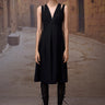 Sleeveless Black Poly Woollen Midi Dress - Genes Online Store